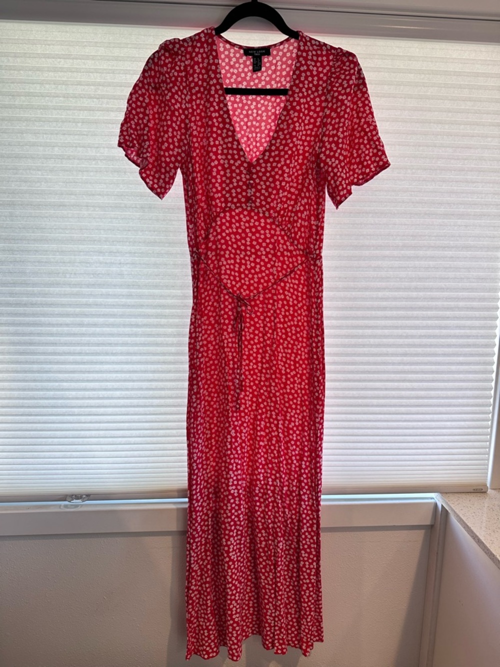 New Look Red Ditsy Floral Midi Dress